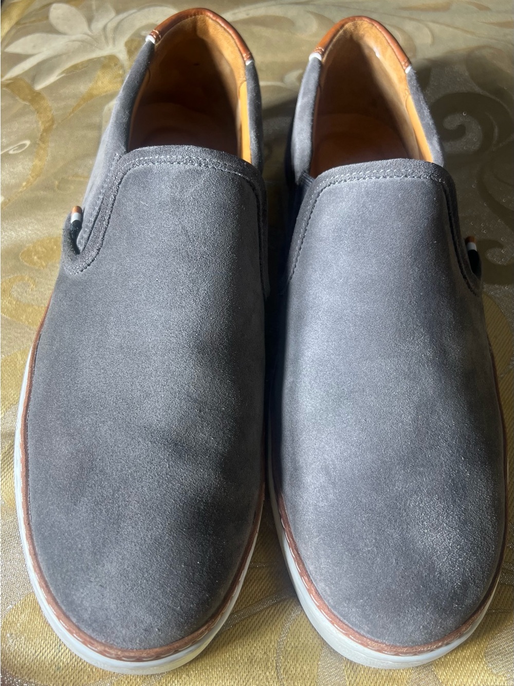 Allen Edmonds Alpha Grey Suede Slip On Sneakers 10.5 3E Extra